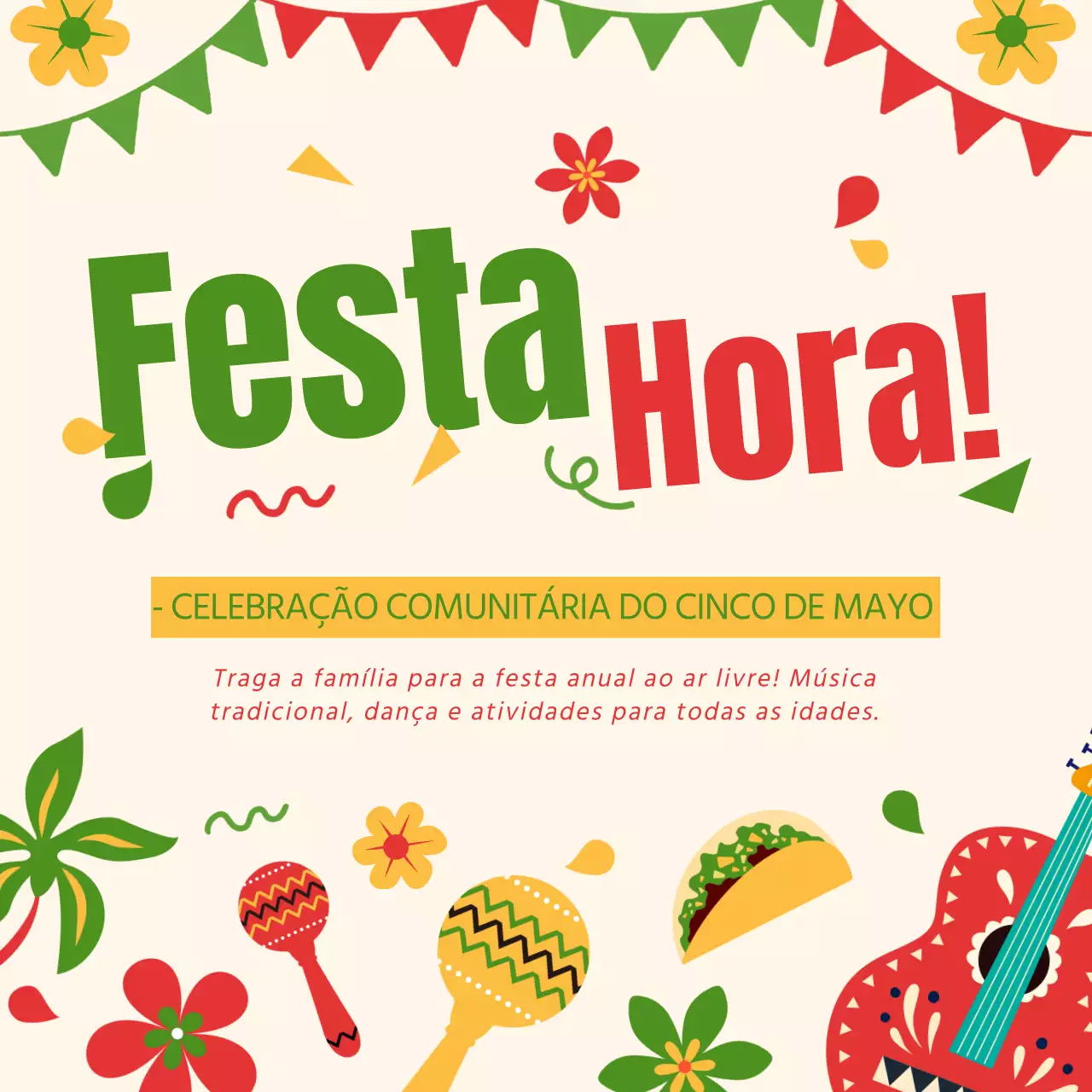Verde e vermelho Moderno Cinco de Mayo Celebração Publicidade do evento