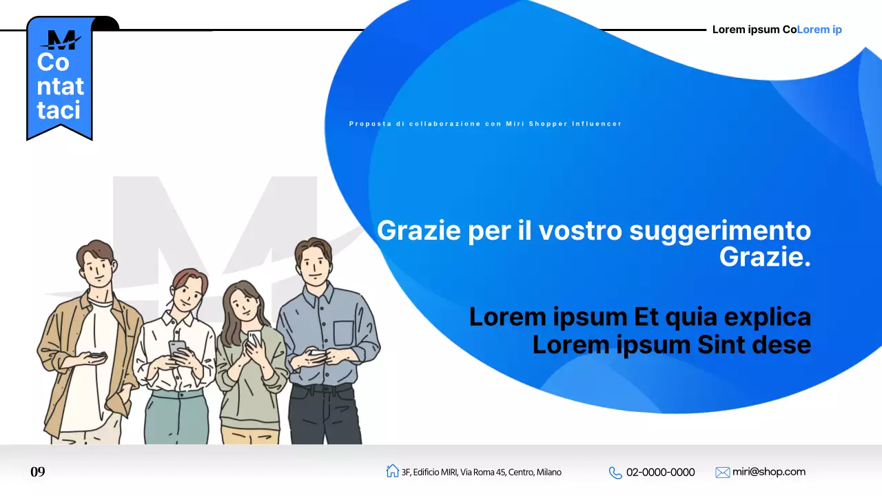 Proposta di collaborazione pop-art in blu e nero