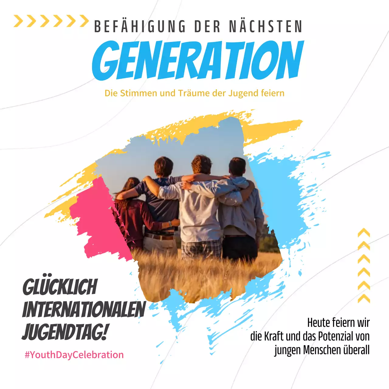 Weiße und himmelblaue Trendy Youth Day Celebration-Kampagne