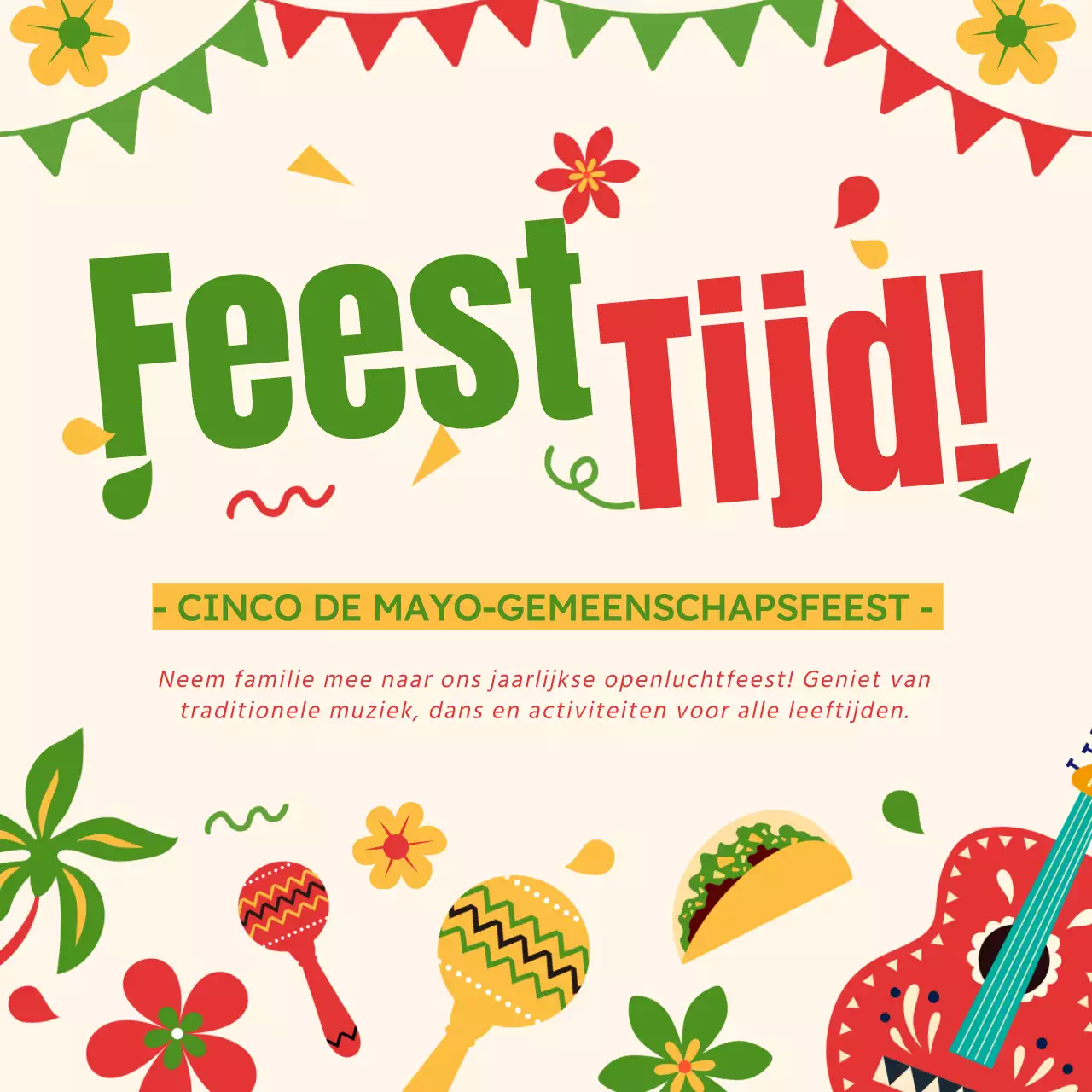 Groen en Rood Modern Cinco De Mayo Vieringsevenement Publiciteit