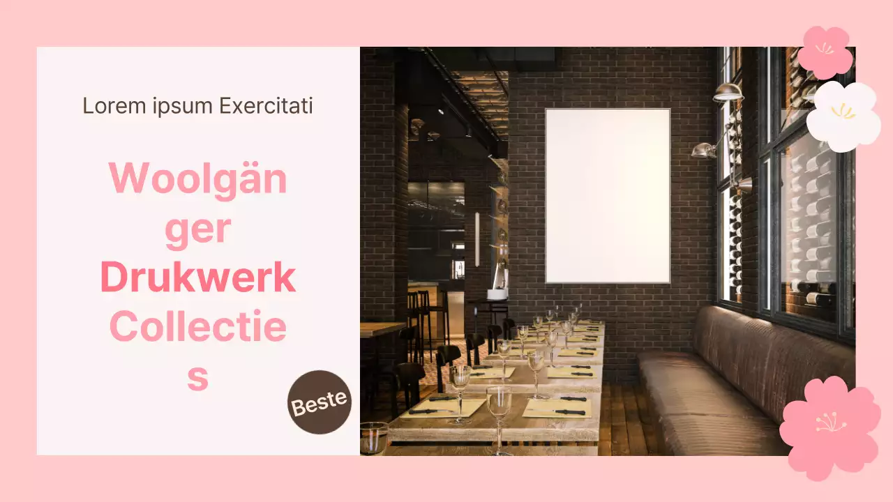 Eenvoudige reclamedrukwerk flyer voor in de winkel in roze en beige