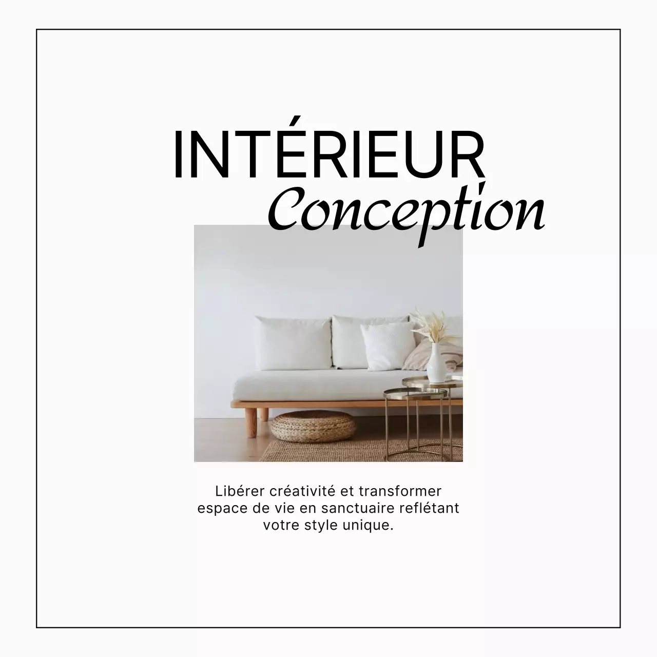 Promotion d'un blog sur la décoration d'intérieur minimaliste en blanc et noir