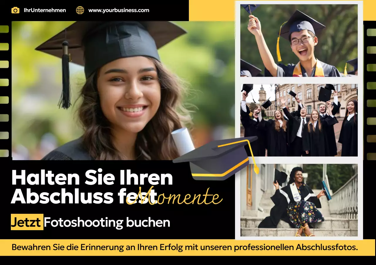 Gelb Schwarz Modern Halten Sie Ihre Abschlussmomente mit einer Fotosession fest
