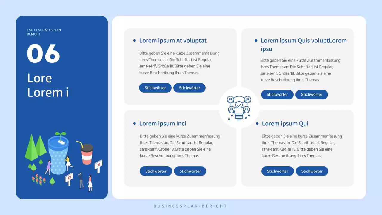 Ein schöner, blau-weißer ESG-Geschäftsplan