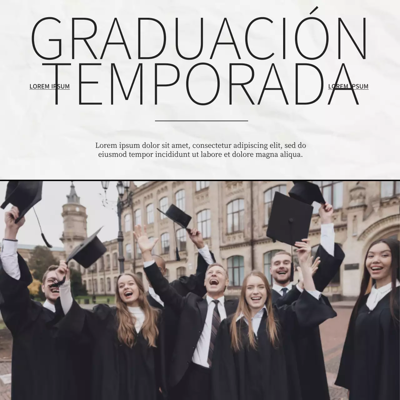 Blanco y Negro Simple Elegante Graduación Temporada Nota