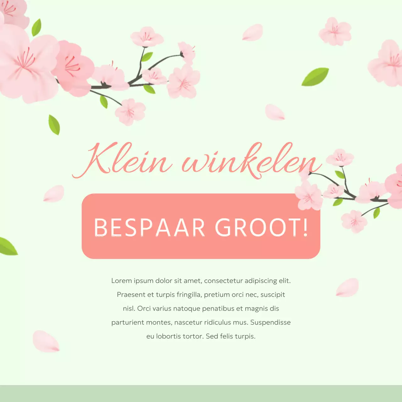 Groen en Roze Elegante Voorjaarsuitverkoop Promotie