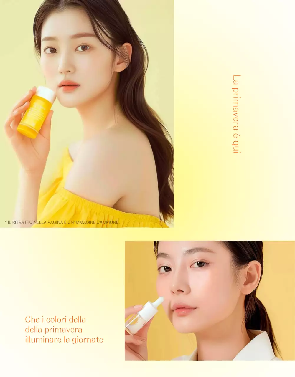 Promuovere cosmetici semplici per la cura della pelle in giallo e arancione