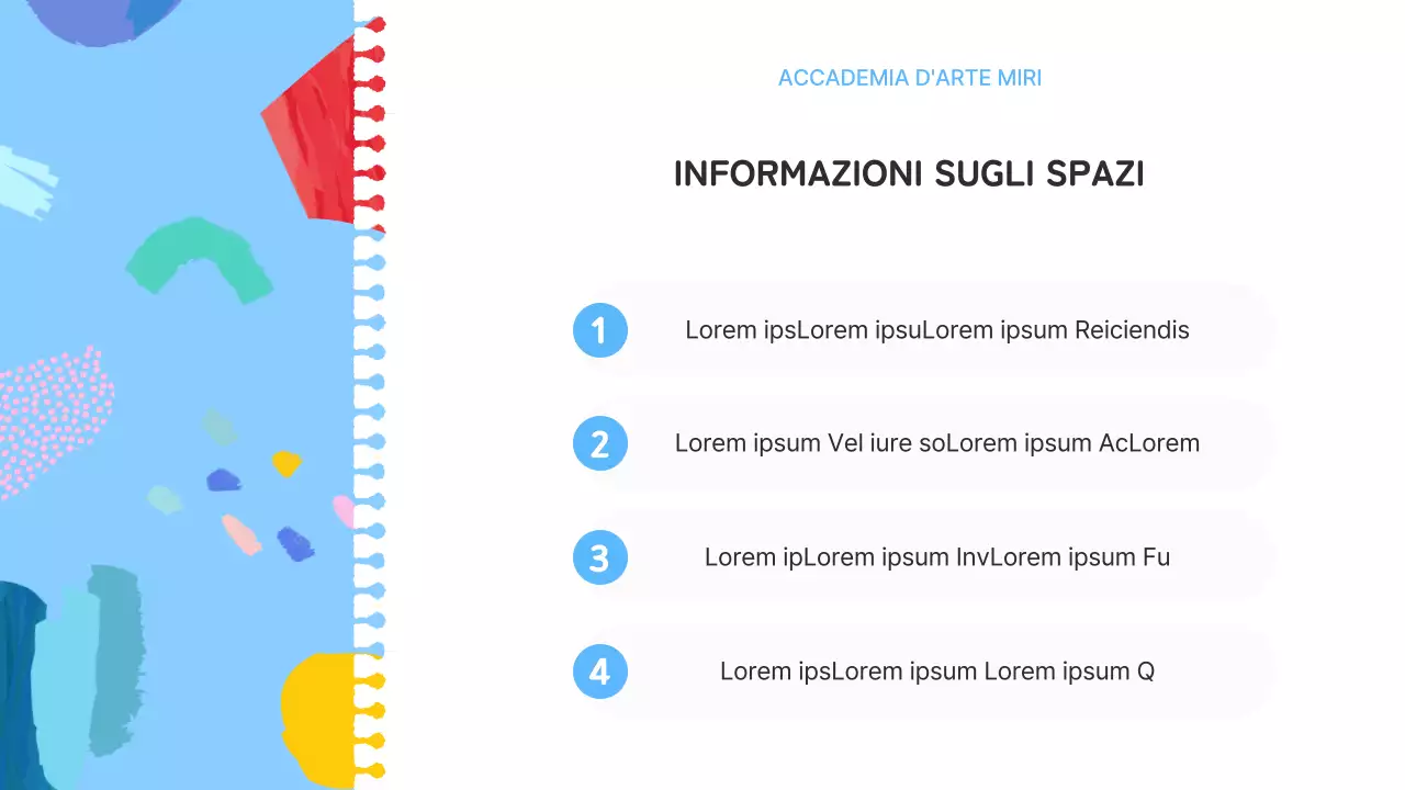 Un'introduzione azzurra e rosa a una bella scuola d'arte