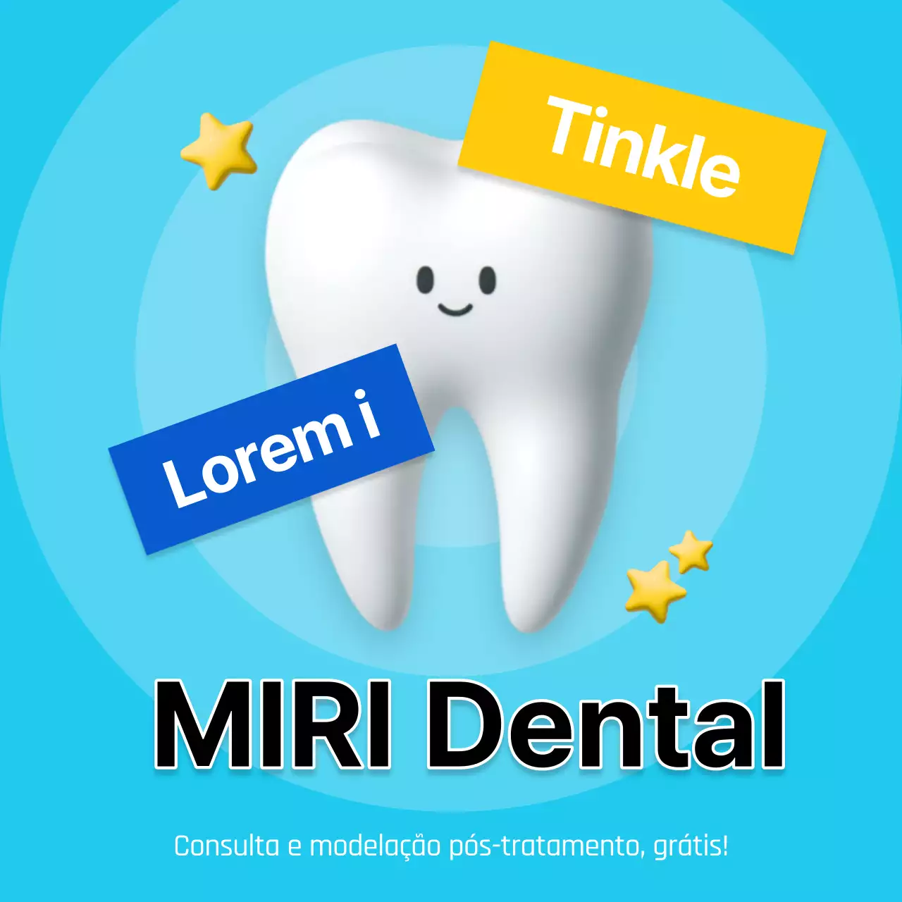 Promover uma consulta dentária simples em azul claro e amarelo