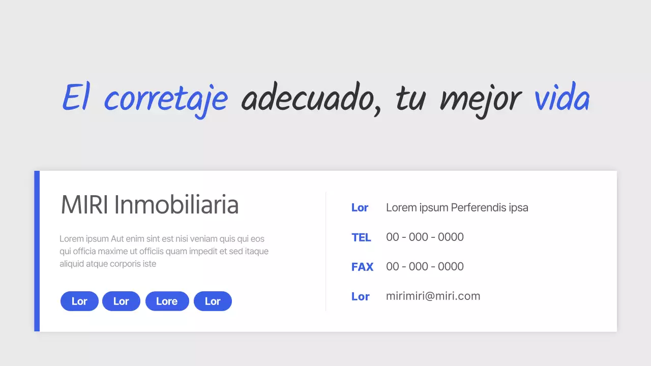 Una simple lista de propiedades en azul y gris