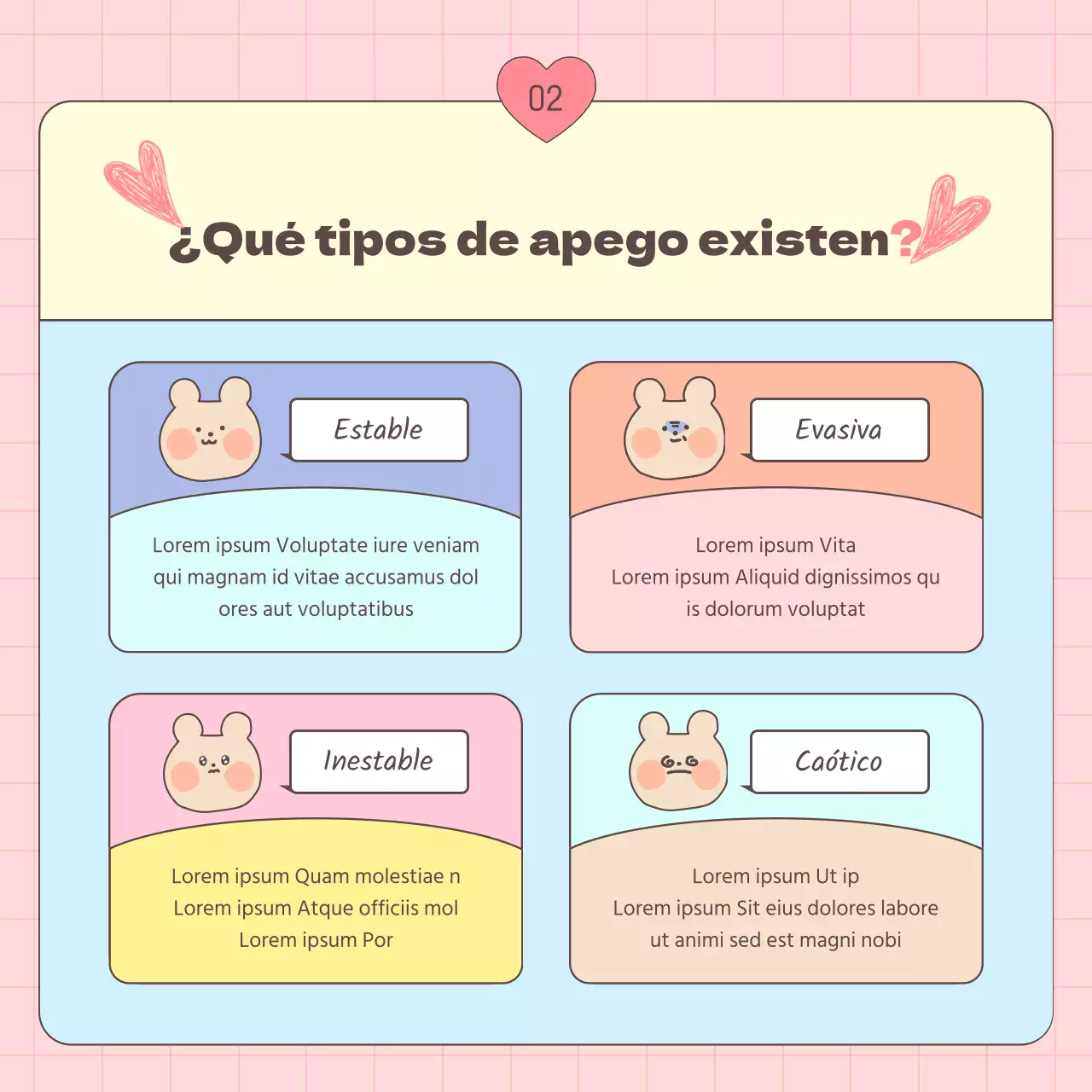 Guía de estilos de apego adulto en rosa y celeste