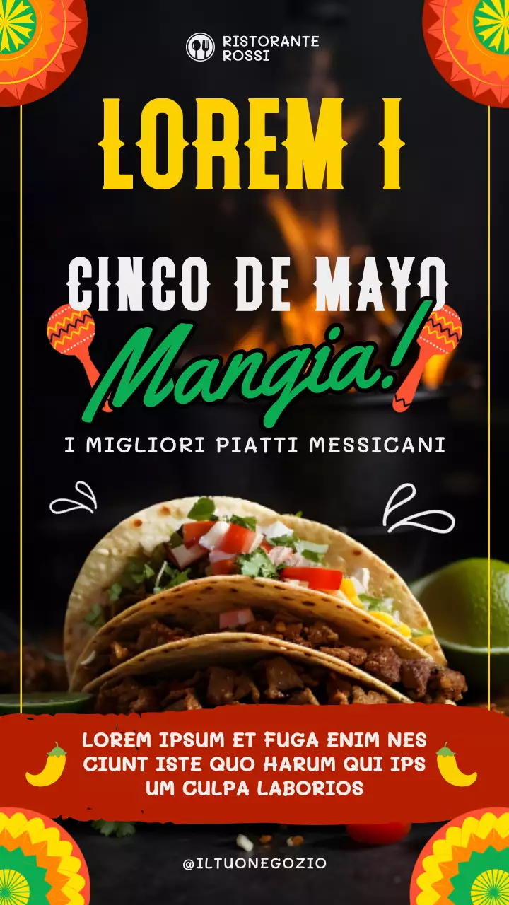 Giallo Nero Moderno Classico Cinco de Mayo Mangia Pubblicità
