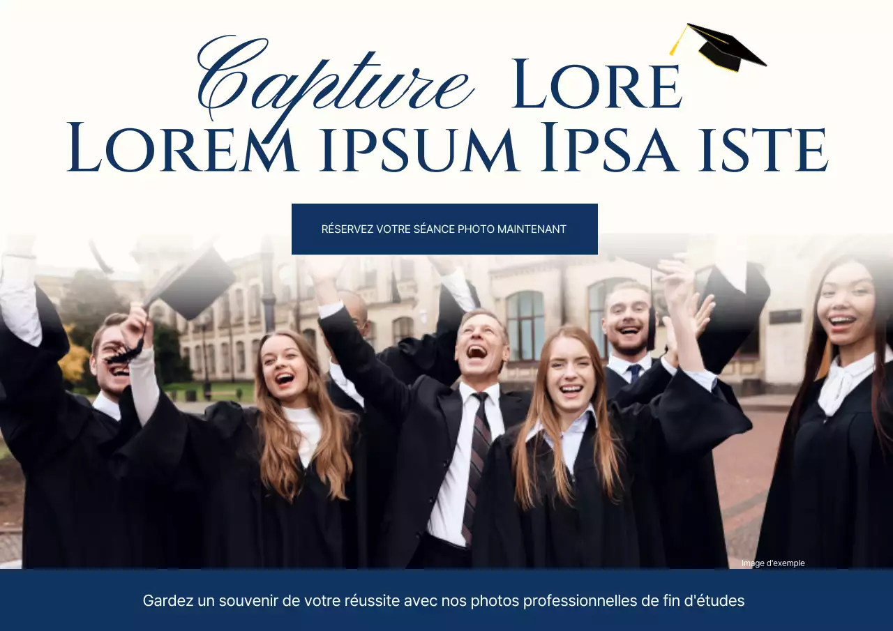 Publicité pour la remise des diplômes en bleu et blanc