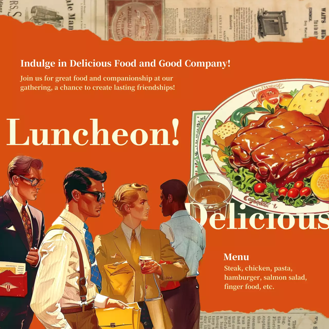 Orange Vintage Professional Invitation Social Media Post