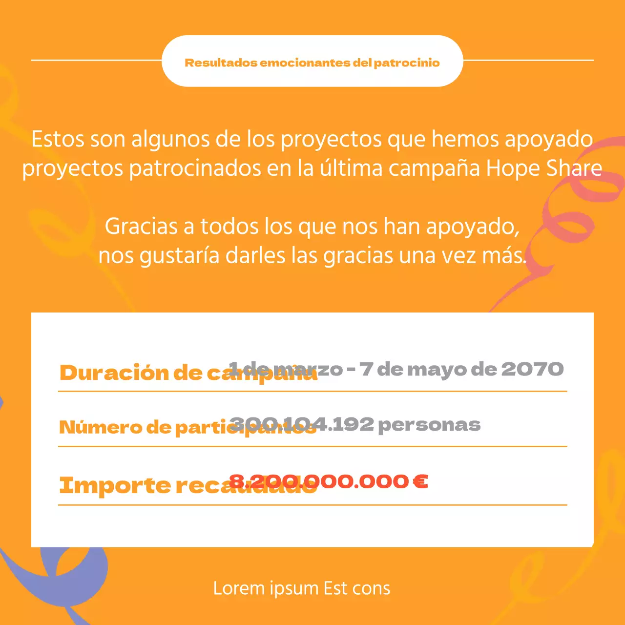 Un sencillo informe naranja y amarillo del historial de donaciones