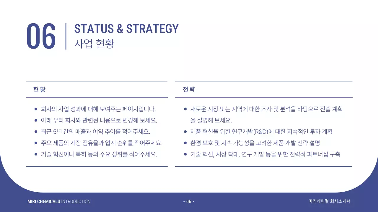 남색의 모던한 중공업 소개서