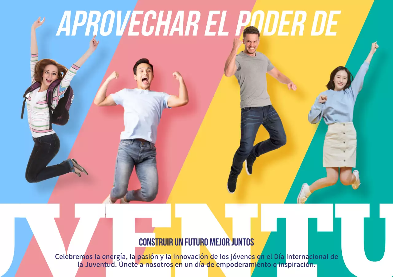 Una moderna campaña del Día de la Juventud en rosa y amarillo