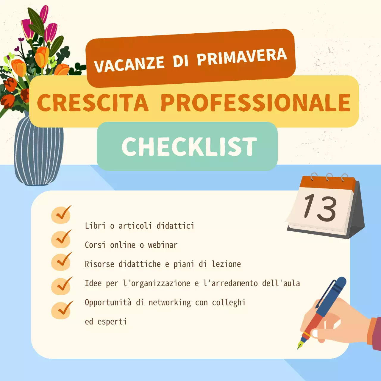 Giallo e arancione Guida moderna dell'insegnante per un'introduzione produttiva alle vacanze di primavera