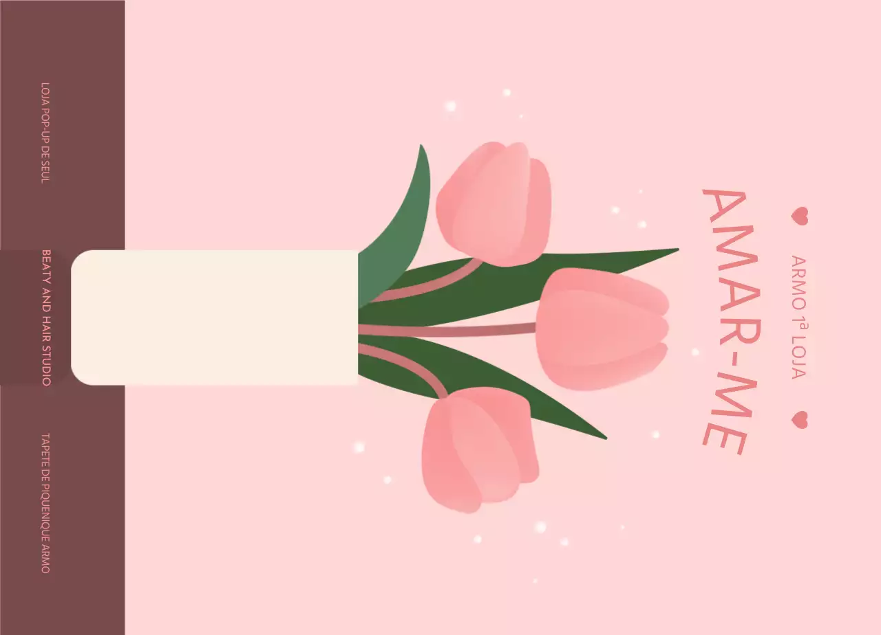O desenho apresenta uma ilustração de três tulipas num vaso