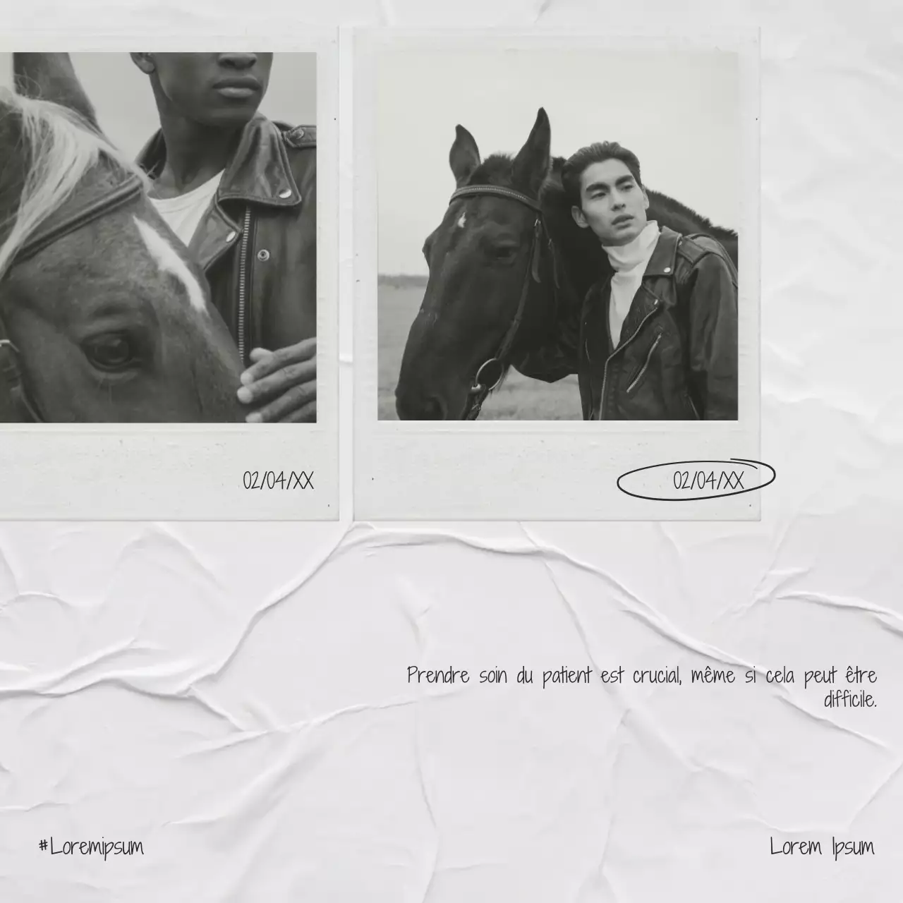 Noir et blanc Minimal Simple Vintage Notice Photo Collage Instagram Post