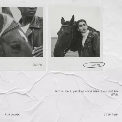 Noir et blanc Minimal Simple Vintage Notice Photo Collage Instagram Post