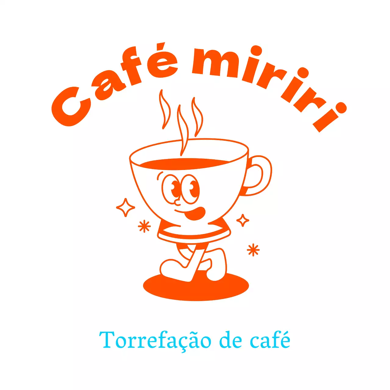 Café simples e giro com personagens de chávenas