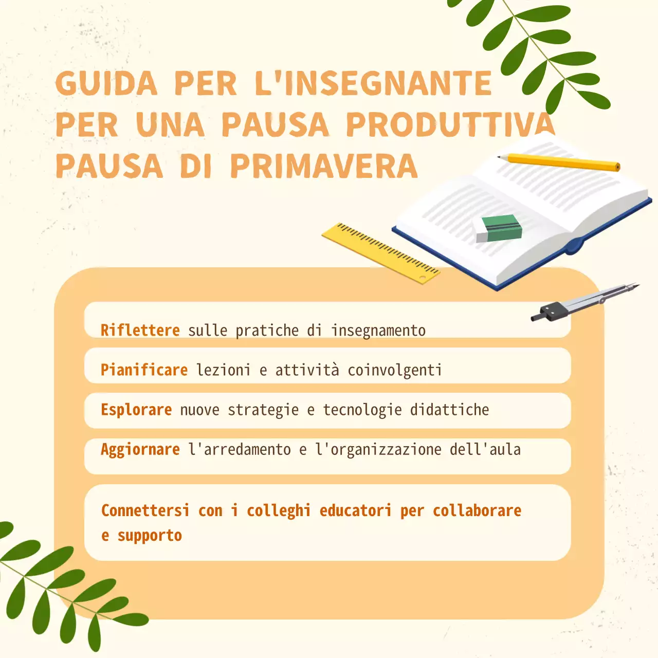 Giallo e arancione Guida moderna dell'insegnante per un'introduzione produttiva alle vacanze di primavera