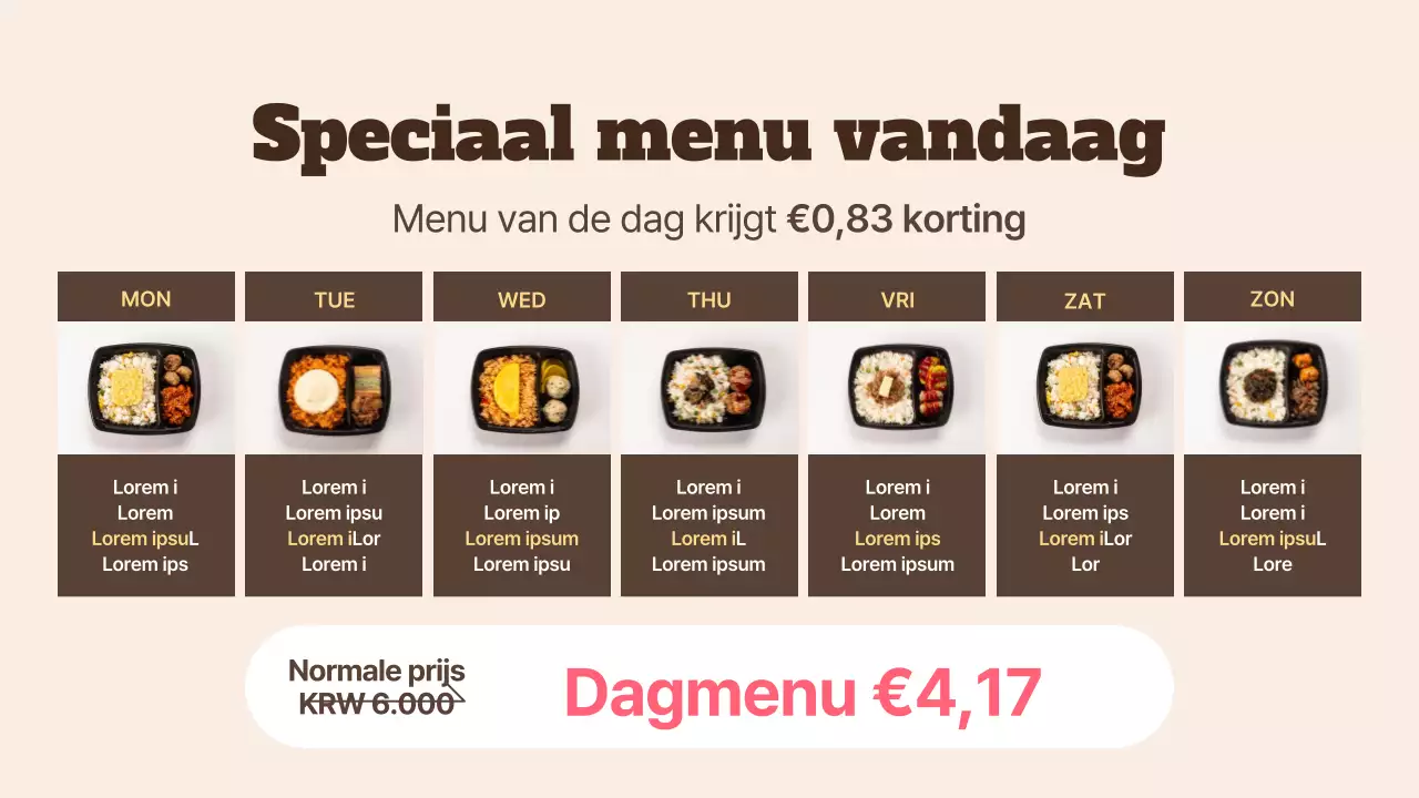 Eenvoudige reclamedrukwerk flyer voor in de winkel in roze en beige