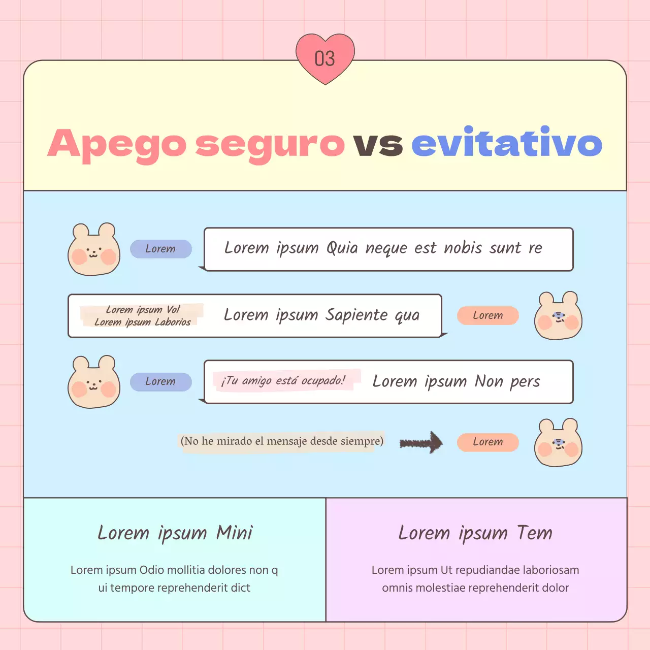 Guía de estilos de apego adulto en rosa y celeste