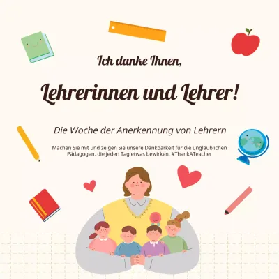 Beige und Rot Modern Teacher's Day Grußwerbung