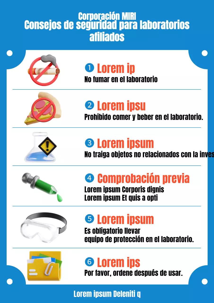 El laboratorio azul y naranja es un recordatorio de seguridad