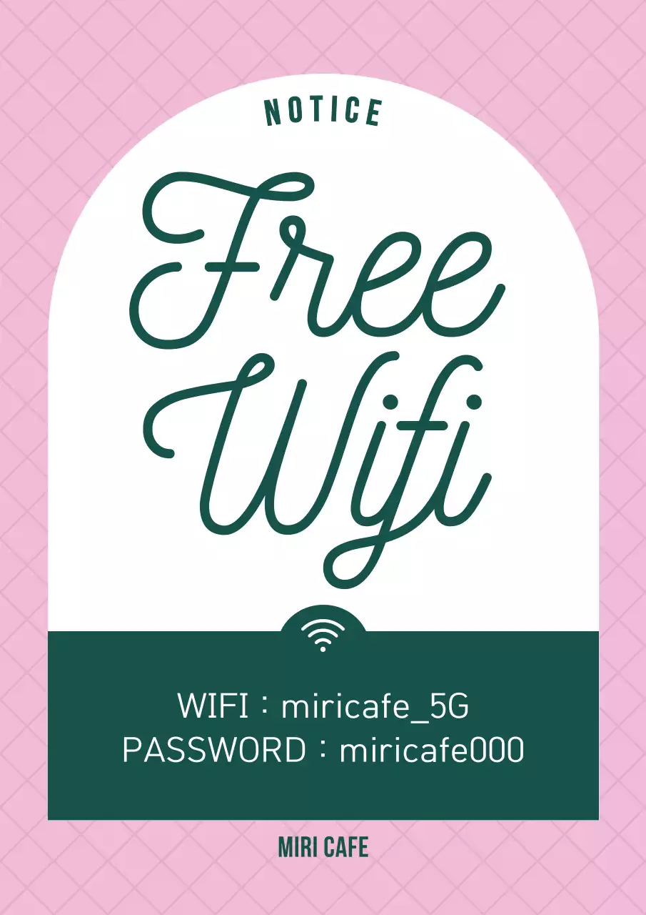 Pink Simple Wifi Notice Poster