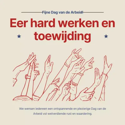 Beige en rood retro happy labour day promotieartikelen