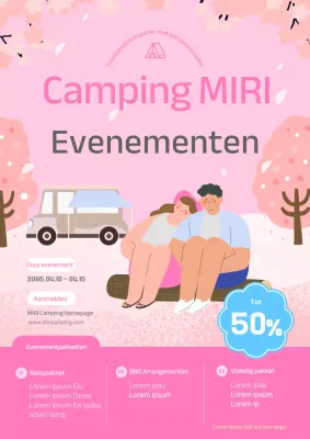 Promoot de verkoop van een schattige roze camping