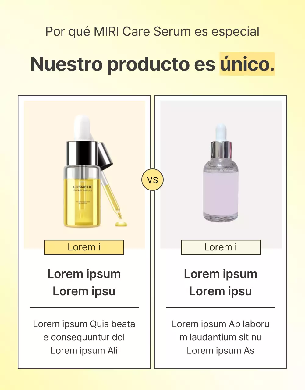Promover cosméticos sencillos para el cuidado de la piel en amarillo y naranja