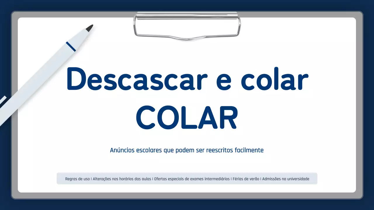 Anúncio escolar simples azul-marinho