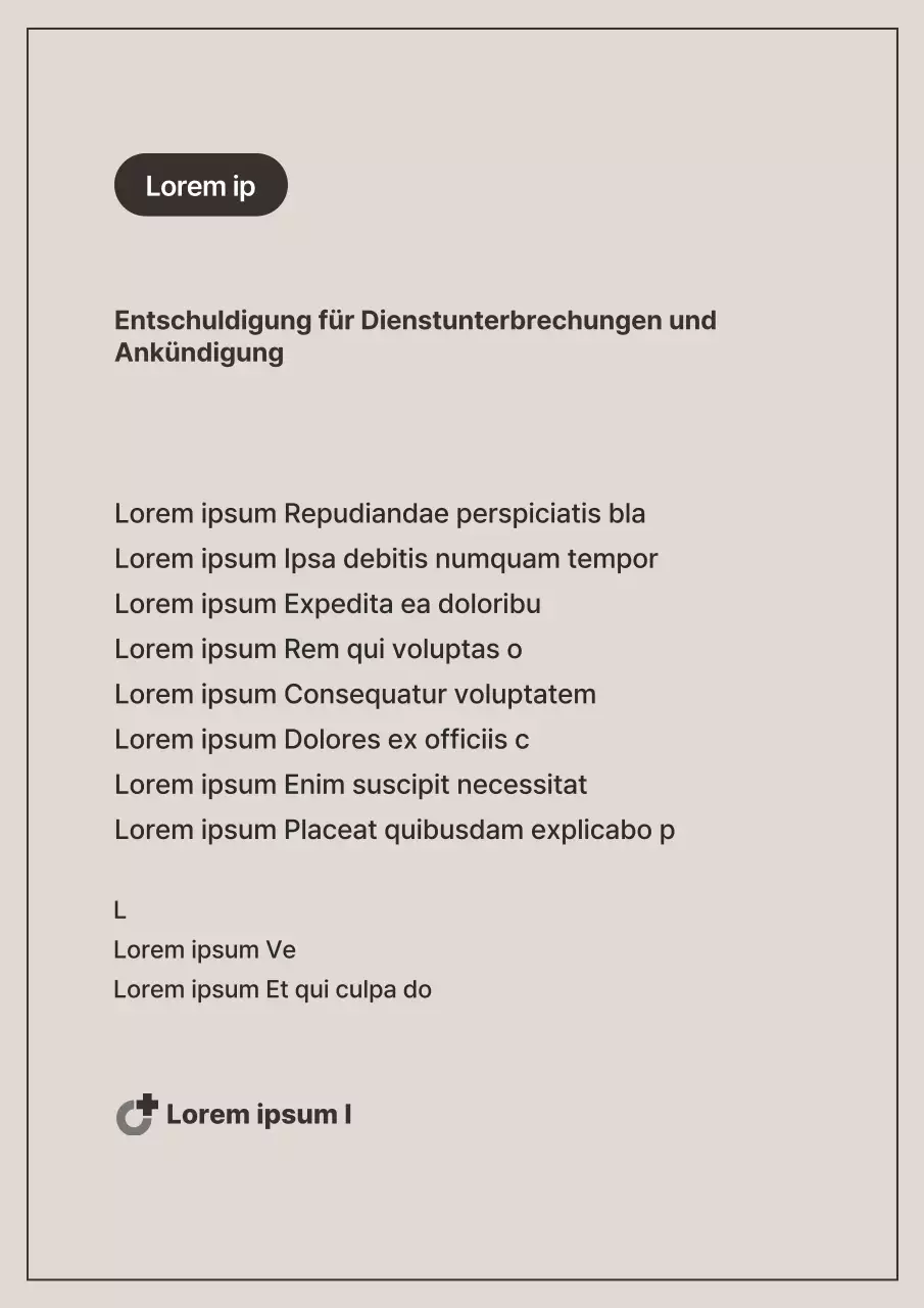 Eine einfache Entschuldigungsnotiz in Beige und Braun