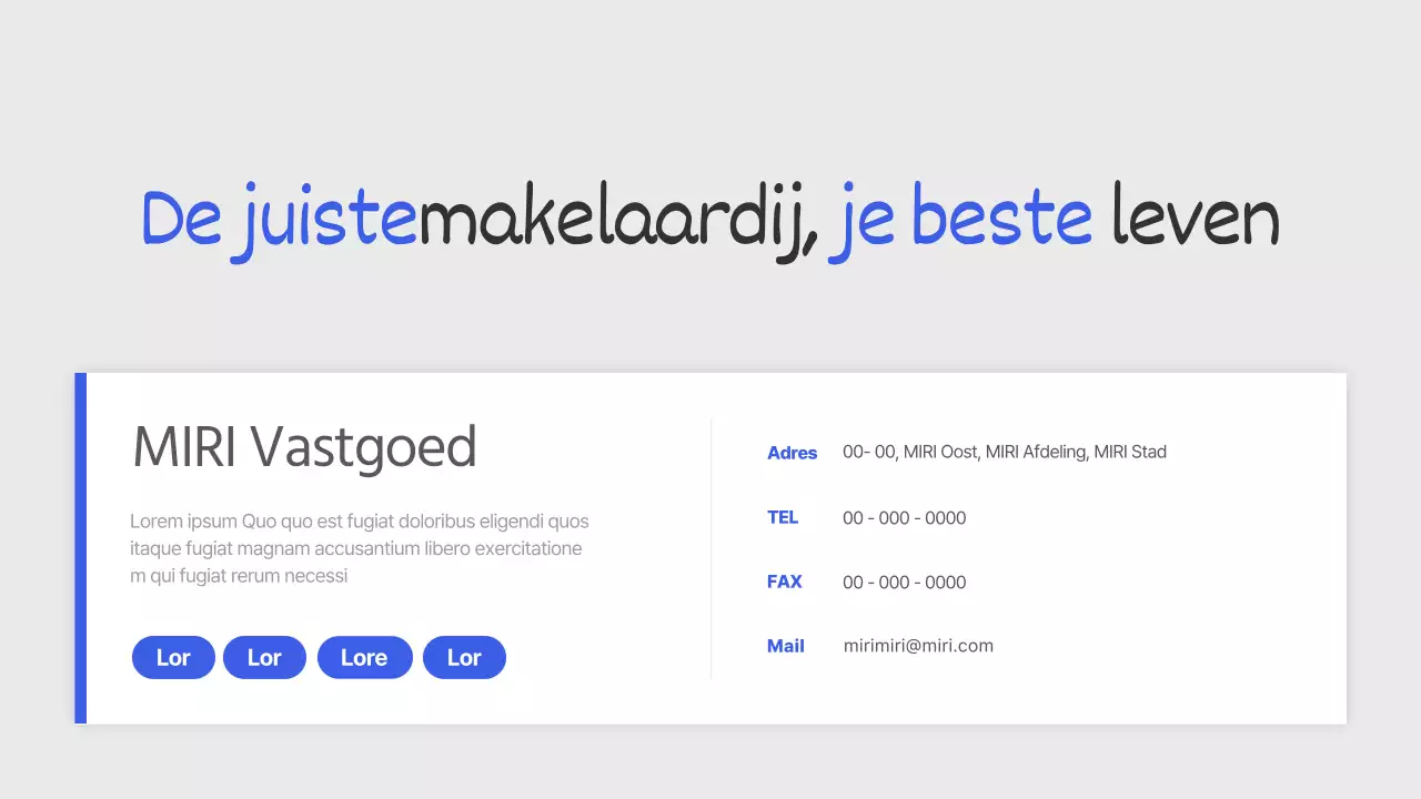 Een eenvoudige eigendomsvermelding in blauw en grijs