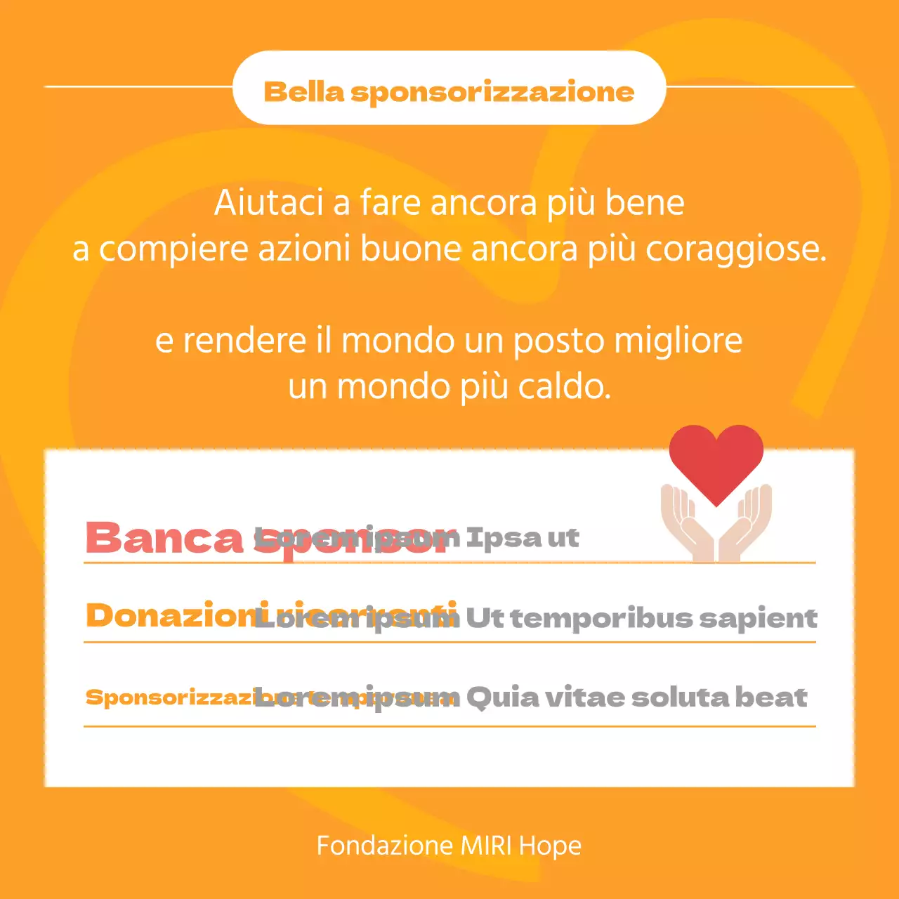 Un semplice rapporto di storia della donazione arancione e giallo