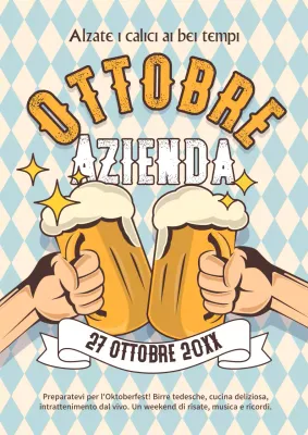 Promuovere una fiera della birra alla spina retrò con uno sfondo blu chiaro