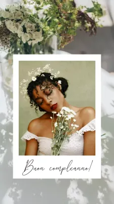 Portafoto elegante bianco e cachi Promozione buon compleanno