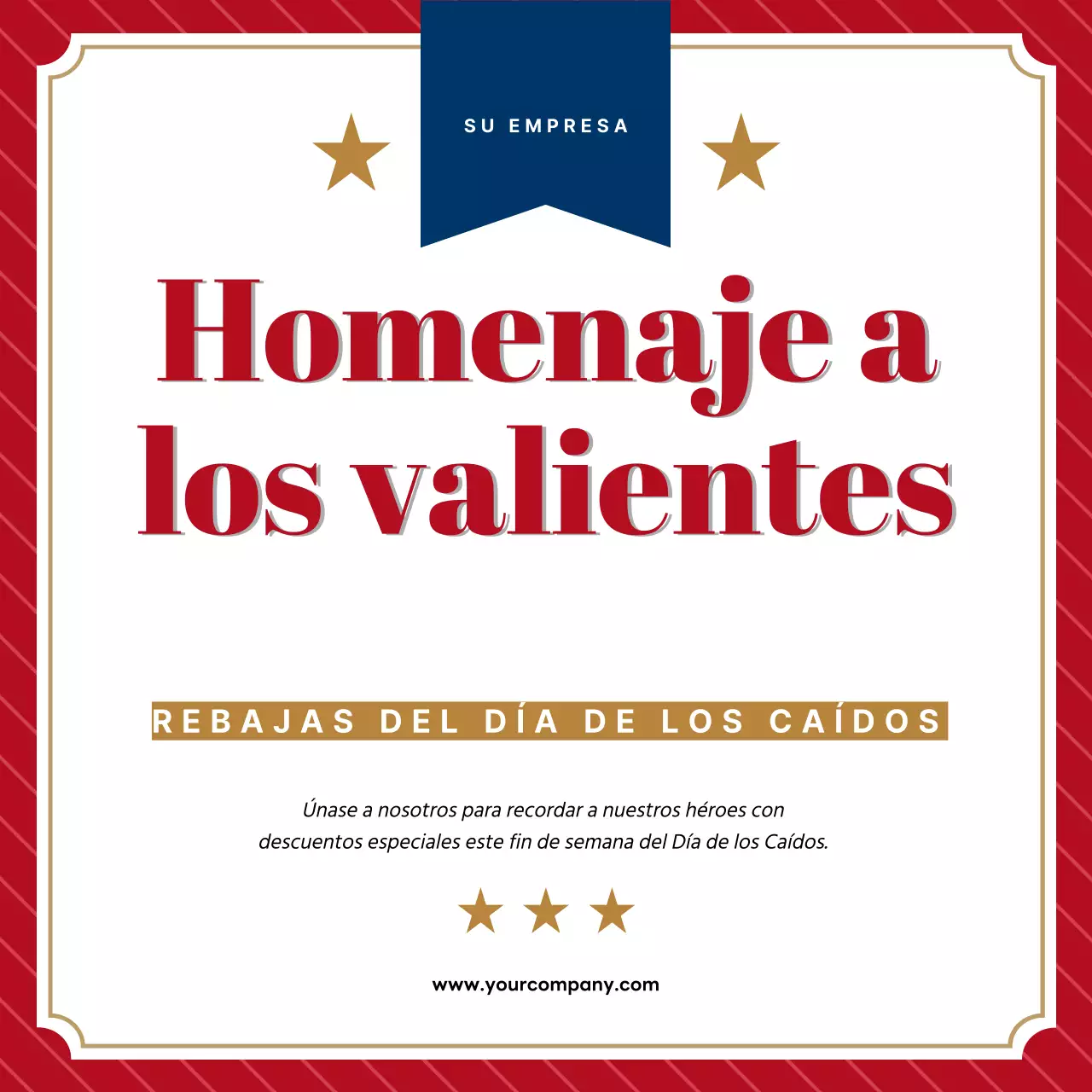 Elegante promoción roja y azul del Día de los Caídos