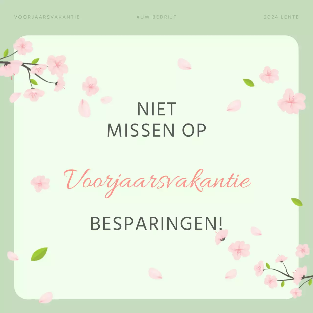 Groen en Roze Elegante Voorjaarsuitverkoop Promotie