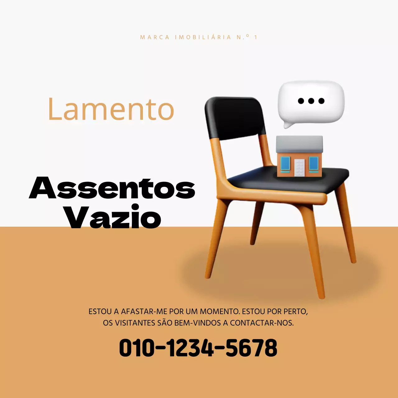 Um simples aviso de saída do escritório a castanho e preto