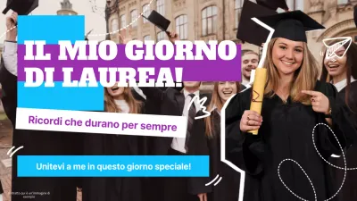 Pubblicità arancione e bianca per il giorno della laurea