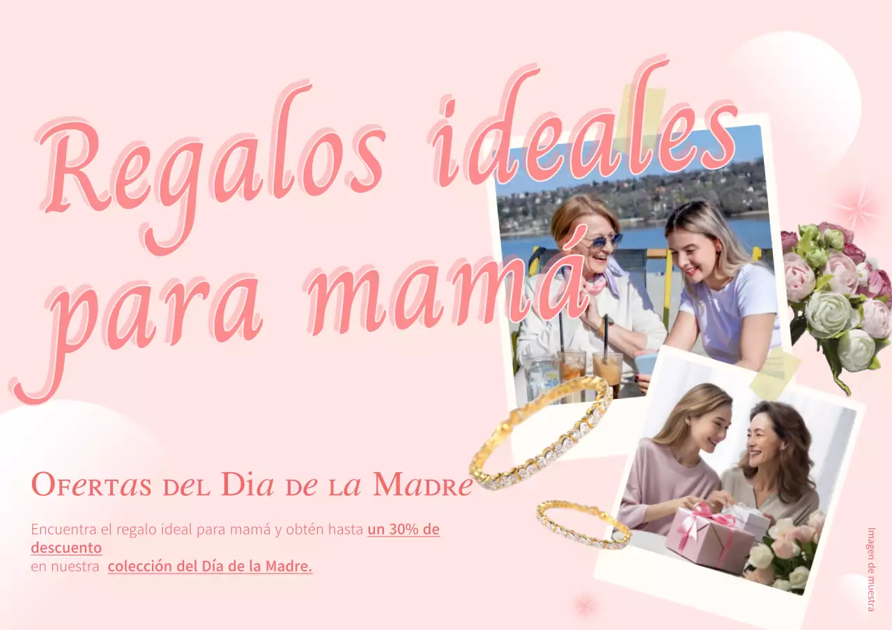 Regalo elegante rosa y blanco para madre Publicidad