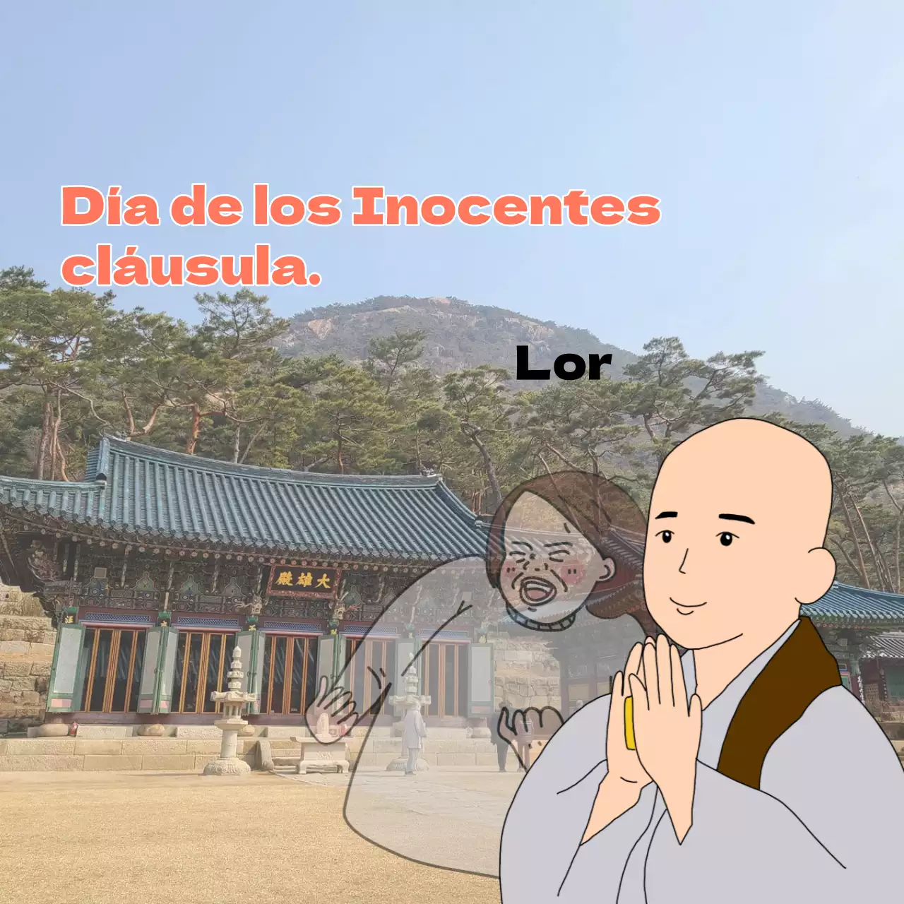 Jjal con sabor a botella del Día de los Inocentes con letras naranjas y rojas