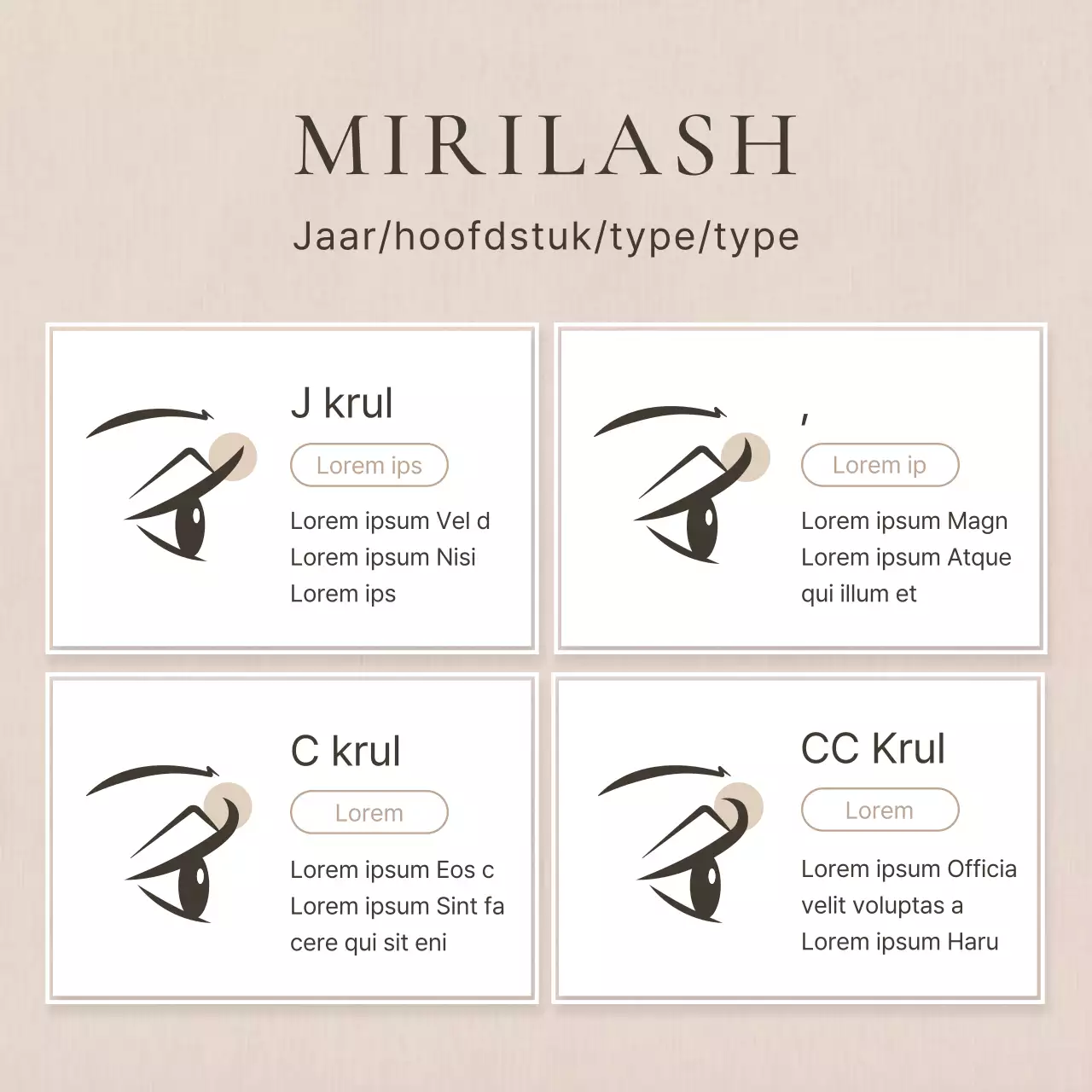 Eenvoudige wimperprocedure in bruin en beige schoonheidspromotie