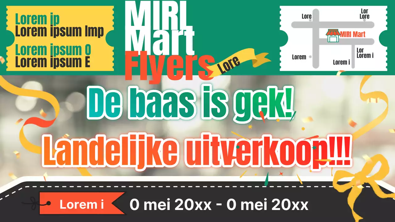 Over de oranje en groene pop-art boodschappenfolder