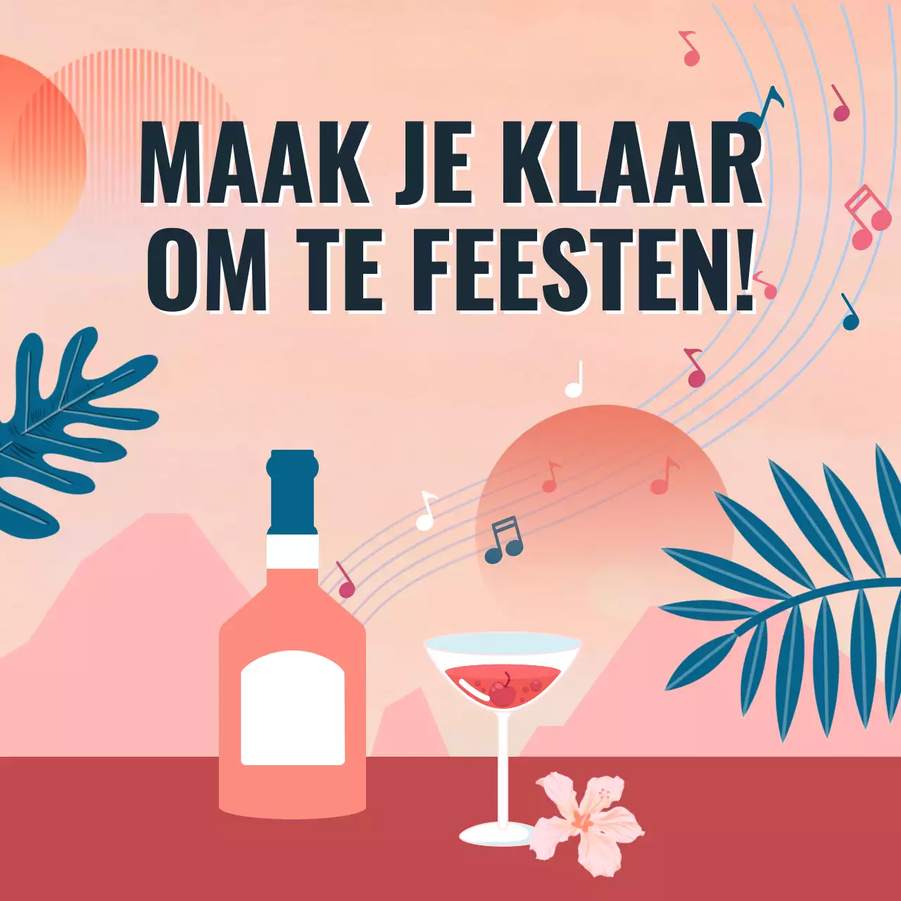 Blauw en Oranje Trendy Bar's Spring Break Party Campagne